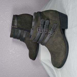 Torrid Dark Grey Faux Suede Triple Strap Booties Size 9W